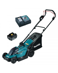 Makita 33cm lawnmower with 18v 5aH battery and charger.
