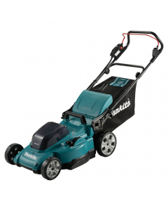 Makita DLM480Z Battery powered lawn mower with 48cm cutting deck and 62 litre grass box. 