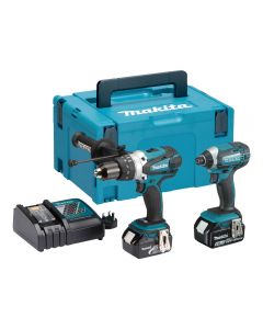 Makita DLX2145TJ 18v Combo Kit with DHP458Z and DTD152Z, 2 x batteries and charger. 