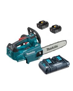 Makita DUC256PT2 Cordless top handle chainsaw with 2 x 5aH batteries.