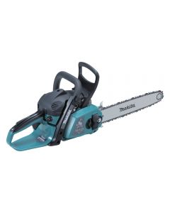 Makita EA3201 S35B 32cc petrol chainsaw with 14" cutting bar and toolless chain tensioning.