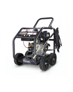 Industrial Diesel pressure washer with coated tubular steel frame and 4 sturdy wheels 
