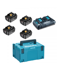 Makita deal with four batteries and twin charger within a robust MAKpac case ideal for storage and transportation. 