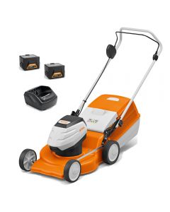 Stihl RMA248 Kit is a cordless lawn mower with 46cm deck. Includes AK30 batteries and AL101 charger.