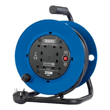 Draper 25m cable reel with 4 plugs